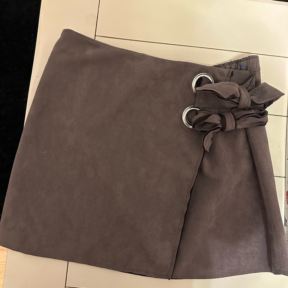 Vestique Brown Mini Wrap Skirt